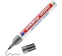 edding 3000 pennarello indelebile - grigio - 1 penna - punta rotonda 1,5-3 mm - pennarelli permanenti ad asciugatura rapida - impermeabili, a prova di sbavature - per cartone, plastica, legno,