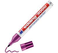 edding 3000 pennarello indelebile - magenta (viola) - 1 penna - punta rotonda 1,5-3 mm - pennarelli permanenti ad asciugatura rapida - impermeabili, a prova di sbavature - per cartone, plastica,