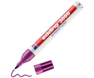 edding 3000 pennarello indelebile - magenta (viola) - 1 penna - punta rotonda 1,5-3 mm - pennarelli permanenti ad asciugatura rapida - impermeabili, a prova di sbavature - per cartone, plastica,
