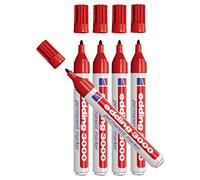 Edding 3000, Pennarello Indelebile Marcatore per Plastica con Punta Rotonda, ca. 1,5-3 mm. 5 pezzi Colore: Rosso