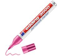 edding 3000 pennarello indelebile - rosa - 1 penna - punta rotonda 1,5-3 mm - pennarelli permanenti ad asciugatura rapida - impermeabili, a prova di sbavature - per cartone, plastica, legno, metallo,