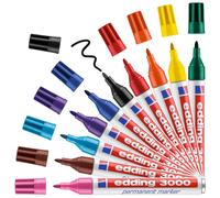 edding 3000 permanent marker - multi-coloured (basic) - set of 10 - round nib 1.