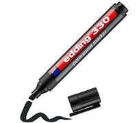 Edding 330 pennarello indelebile - nero - 1 marcatore - punta a scalpello 1-5 mm - impermeabile, ad asciugatura rapida, a prova di sbavature - per cartone, plastica, vetro, legno, metallo e tessuto