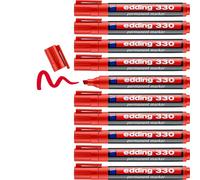 edding 330 permanent marker - red - 10 pens - chisel tip 1-5 mm - waterproof, qu