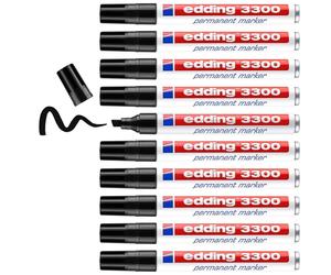 edding 3300 permanent marker - black - box of 10 - chisel tip 1-5 mm - quick-dry
