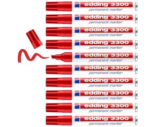 edding 3300 permanent marker - red - box of 10 - chisel tip 1-5 mm - quick-dryin