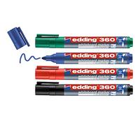 EDDING 360/4S - Pennarello per lavagna bianca, da 1,5 a 3,0 mm, 4 colori