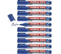 edding Pennarello per lavagna bianca, 360, blu, 10 pezzi, punta rotonda da 1,5 a 3 mm, cancellabile a secco, per lavagne, lavagne a fogli mobili, lavagne magnetiche, lavagne magnetiche, lavagne