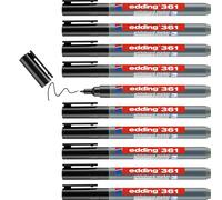 edding 361 Marcatore per lavagna bianca - nero - Conf. 10 pz - punta tonda 1 mm - pennarello cancellabile a secco - anche per lavagne a fogli mobili, bacheche, lavagne magnetiche, memo - ricaricabili