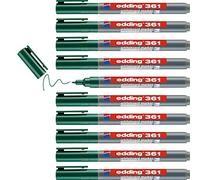 edding 361 Pennarello per lavagne bianche - verde - 10 penne - punta rotonda 1 mm - feltro cancellabile - per lavagne bianche magnetiche, memo e cavalletto da conferenza - sketchnotes - ricaricabile