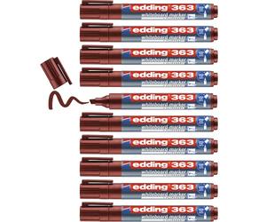 edding 363 - Pennarello per lavagna bianca, 10 penne per lavagna bianca, punta a scalpello 1-5 mm, cancellabile a secco, per lavagne bianche, lavagne a fogli mobili, lavagne magnetiche e memo, per appunti