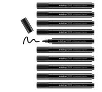 edding 366 - Pennarello per lavagna bianca, nero, 10 penne sottili per lavagna bianca, pennino rotondo, 1 mm, lavabile a secco, per lavagne bianche, vetro, magnetiche e memo