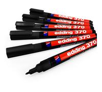 Edding 370 Permanente Pennarello - 1mm Proiettile Punta - Nero - Confezione 6