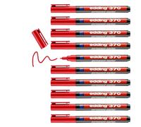 edding 370 - rosso - scatola da 10 - punta fine 1 mm - impermeabile, ad asciugatura rapida - pennarello multiuso, penna universale - per cartone, plastica, legno, metallo, vetro, ciottoli, tela