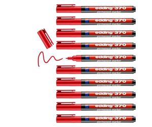 edding 370 - rosso - scatola da 10 - punta fine 1 mm - impermeabile, ad asciugatura rapida - pennarello multiuso, penna universale - per cartone, plastica, legno, metallo, vetro, ciottoli, tela