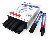 Edding 383 - Confezione da 10 pennarelli per lavagna a fogli mobili, punta a scalpello, 1-5 mm, colore: nero