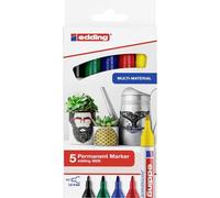 Edding 4-3000-5 Permanentmarker Marcatore indelebile Nero, Blu, Rosso, Verde,