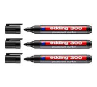 Edding 4-300001 300 Industry - Pennarello indelebile - punta rotonda - etichettatura di cartone, metallo, gomma e vetro, nero (1,5 - 3 mm, confezione da 3)