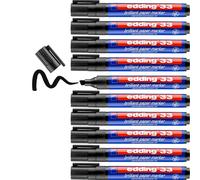 edding 4-33001 - Pennarelli indelebili impermeabili, punta a scalpello da 1 a 5 mm, colori vivaci, resistenti alla luce, su carta, cartone, plastica, metallo e vetro, colore: nero