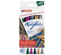 EDDING - 4-5100-5-999 - Marcatore permanente acrilico 5100 - punta tonda - da 2 a 3 mm - colori assortiti festa - Edding - conf. 5 pezzi - 93367 - Conf. da 1 Pz. - 4-5100-5-999