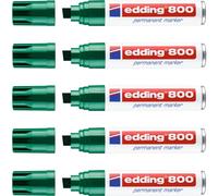 Edding - Marcatore permanente 800 - Punta smussata - Verde - 5 pezzi