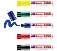 Edding - 4-800999 - Pennarello Indelebile 800, Ricaricabile, 4 - 12 mm, 5 Pezzi, Multicolore