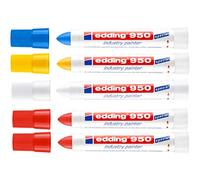 edding 4-950 - Pennarello speciale 950 indstry painter (1 blu / 1 giallo / 1 bianco / 2 rossi, 10 mm)