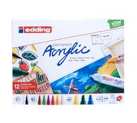 EDDING - 4-CS12B - Marcatore permanente acrilico Creative Set - punta tonda e scalpello - colori assortiti - Edding - conf. 12 pezzi - 93363 - Conf. da 1 Pz. - 4-CS12B