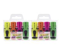 Edding 4 mini evidenziatori - per uno stile luminoso - tascabile -ideale per bimbi - punta scalpello 1-3mm - Colori verde fluo, giallo fluo, arancio fluo, rosa fluo (Confezione da 2)