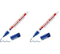 Edding 400 Marcatore Permanente, Blu, 1 Penna, Punta Tonda Fine 1 Mm, Impermeabili, per Cartone, Plastica, Legno, Metallo, Vetro e Tessuto (Confezione da 2)