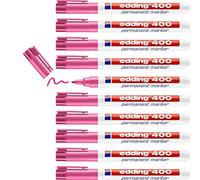 Edding 400 Marcatore Permanente, Rosa, Scatola 10Pz, Punta Tonda Fine 1 Mm, Impermeabile, Asciugatura Rapida Senza Sbavature, per Cartone, Plastica, Legno, Metallo, Vetro e Tessuto