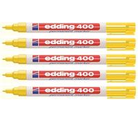 edding 400 - Pennarello indelebile (punta conica), 5 pezzi, colore a scelta (5 pezzi, giallo)