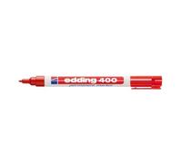 Pennarello indelebile Edding 400 - Punta tonda - Tratto 1 mm - Ricaricabile - Asciugatura rapida - Colore rosso