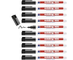 Edding 400 Permanent Marker Black, Confezione 10 Pezzi