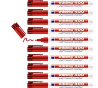 edding 400 permanent marker - red - 10 pens - fine round tip 1 mm - waterproof,