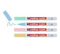 Edding 4085 Pastel Pack de 4 Rotuladores de Tiza Liquida - Punta Redonda - Trazo 1-3mm - Olor Neutro - Colores Azul, Verde, Ama