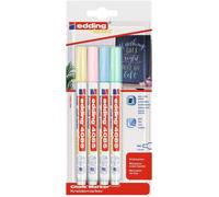 Edding 4085 Pastel Confezione da 4 pennarelli a gesso liquido - Punta rotonda - Tratto 1-3 mm - Odore neutro - Colori blu, verd NEW