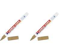 Edding 4085 Pennarello a Gesso - Oro - Punta tonda 1-2 mm - Penna a gesso per lavagna cancellabile - per scrivere su finestre, vetro, specchi - inchiostro opaco altamente coprente (Confezione da 2)