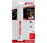 edding 4090 Marcatore a Gesso Liquido, Bianco, 1 Pennarello, Punta a Scalpello 4-15 Mm, Punta Larga per Lavagne, Finestre, Vetri, Specchi, per Una Copertura Opaca