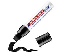 edding 4090 Marcatore a Gesso Liquido, Nero, 1 Pennarello, Punta a Scalpello 4-15 Mm, Punta Larga per Lavagne, Finestre, Vetri, Specchi, per Una Copertura Opaca