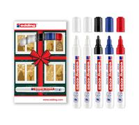 Edding 4095 Gessetti Evidenziatori 2-3mm Set Di 5 2x Bianco, 1x Nero, Blu, Rosso