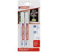 edding 4095 Marcatore a Gesso Liquido, Bianco, 2 Pennarelli, Punta a Scalpello 2-3 Mm, Punta Larga per Lavagne, Finestre, Vetri, Specchi, per Una Copertura Opaca