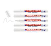 edding 4095 Marcatore a Gesso Liquido, Bianco, 5 Pennarelli, Punta a Scalpello 2