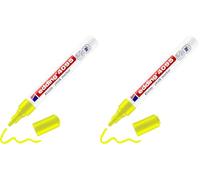 Edding 4095 Marcatore a Gesso Liquido, Giallo Fluo, 1 Pennarello, Punta a Scalpello 2-3 Mm, Punta Larga per Lavagne, Finestre, Vetri, Specchi, per Una Copertura Opaca (Confezione da 2)