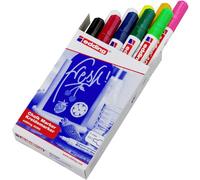 edding 4095 Marcatore a Gesso Liquido, Multicolore, 10 Pennarelli, Punta a Scalpello 2-3 Mm, Punta Larga per Lavagne, Finestre, Vetri, Specchi, per Una Copertura Opaca