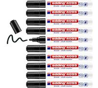 Edding 4095 Marcatore a Gesso Liquido, Nero, 10 Pennarelli, Punta a Scalpello 2-3 Mm, Punta Larga per Lavagne, Finestre, Vetri, Specchi, per Una Copertura Opaca