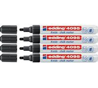 Edding 4095 - Pennarello per finestre/gesso, punta tonda, ca. 2-3 mm (sottile, nero, 4)