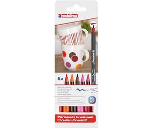 Edding 4200 Brush Pen | Pennarelli per Ceramica | Pennarelli Punta Pennello 1-4 mm | Pennarello da Porcellana Acquerellabili, Colori per Ceramica Resistenti in Lavastoviglie, Made in Germany