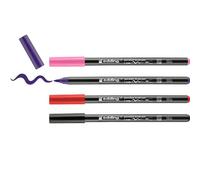 edding 4200 Brush Pen per Porcellana, Nero, Vosso, Viola, Rosa, 4 Penne, Punta 1-4 Mm, per Dipingere e Decorare Ceramica, Porcellana, Lavabile In Lavastoviglie, Asciugatura Rapida