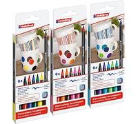 edding 4200 - Pennarello per porcellana (anche per vetro e ceramica), 3 set di 6 colori assortiti; pennarello per porcellana per dipingere e scrivere su stoviglie, tazze e vetro, resistente alla cottura a forno, con punta flessibile. 1 - 4 mm (set completo, 18 pz.)